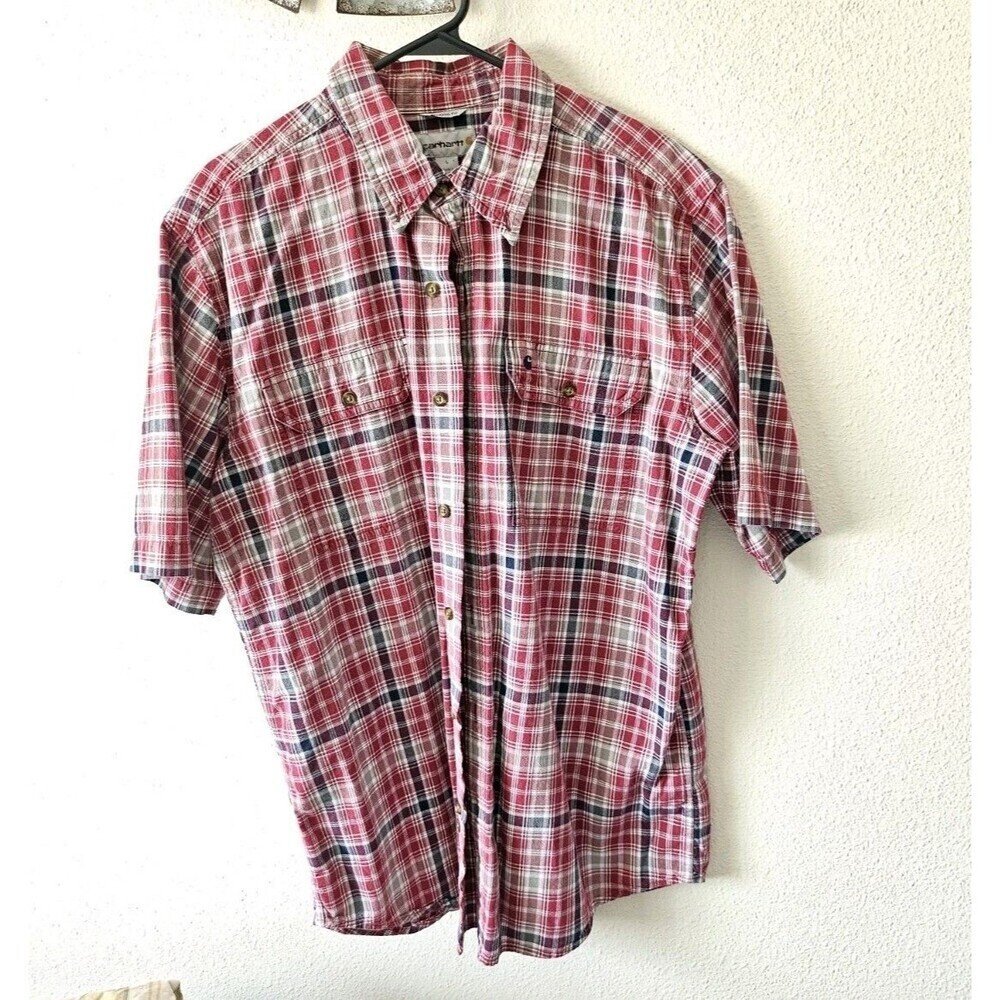 Carhartt Shirt Men's Large Relaxed Fit Short Sleeve Pocket Grandpacore Preppy